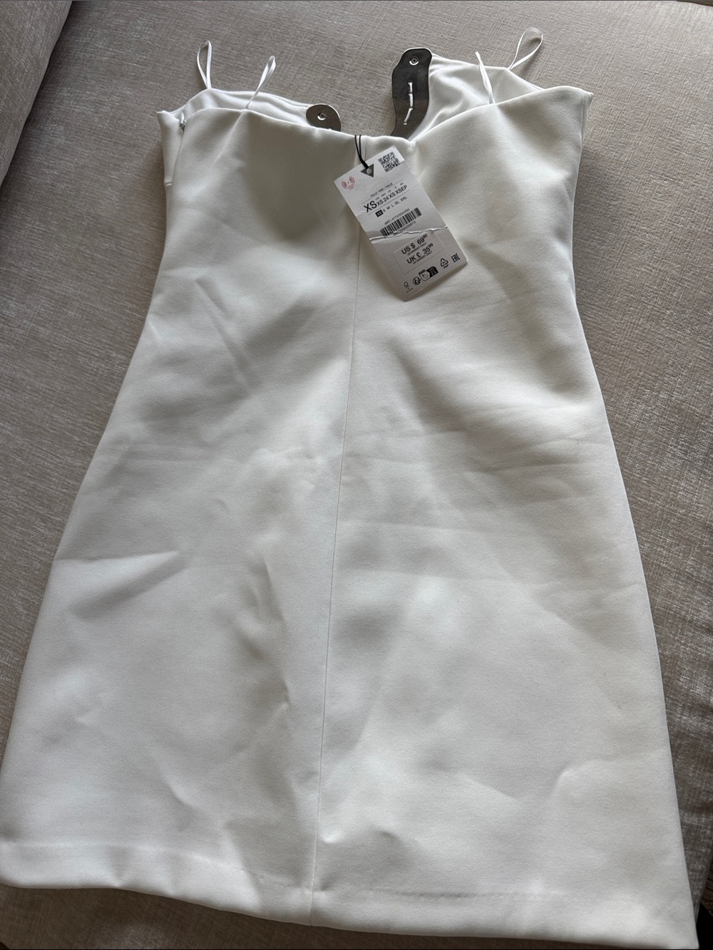 Zara Cream Strapless Mini Dress with Silver Embellished V-Neck - Picture 5 of 5